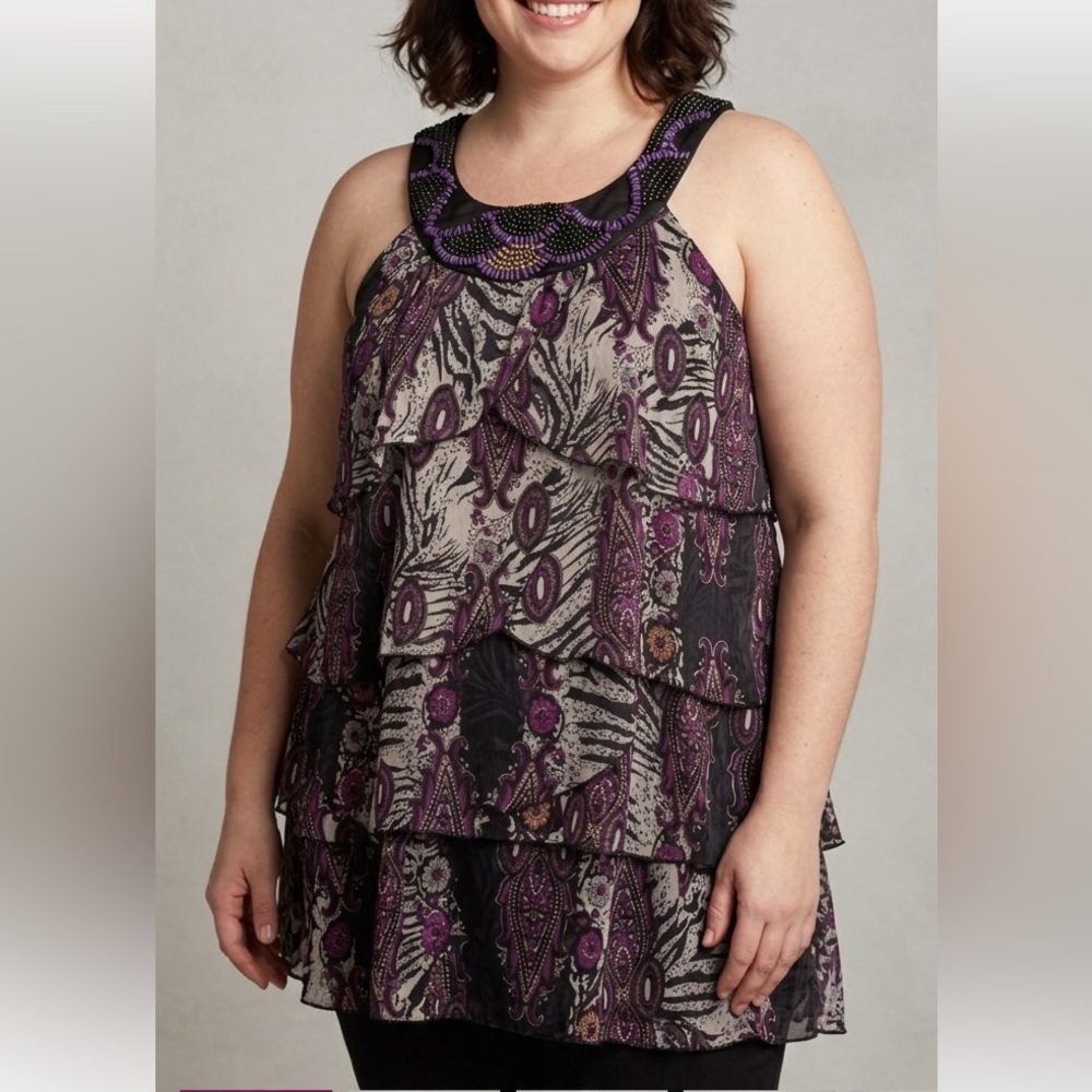 😍SHOW SPECIAL MXM Beaded Tiered Top Size 20